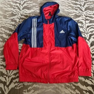 Adidas Navy and Red Windbreaker